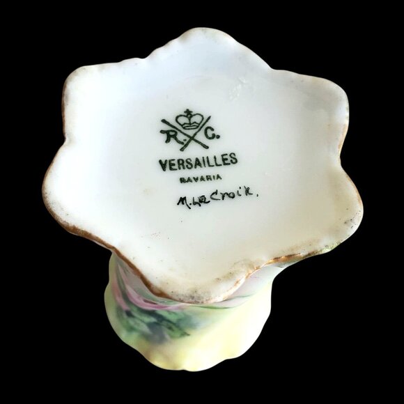 Antique Porcelain Hand Painted Roses Toothpick Match Holder Versailles - Picture 6 of 14